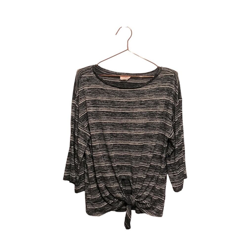 Loft Lounge comfy Soft Stripe Top Oversized front tie Size medium